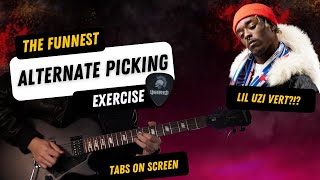 The FUNNEST Alternate Picking Excercise for Guitar | TABS ON SCREEN | RAP SONGS ON GUITAR