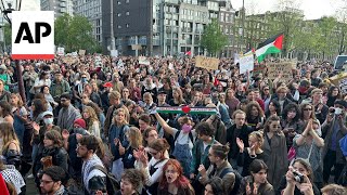 ProPalestinian march by University of Amsterdam students, staff after camp dismantled