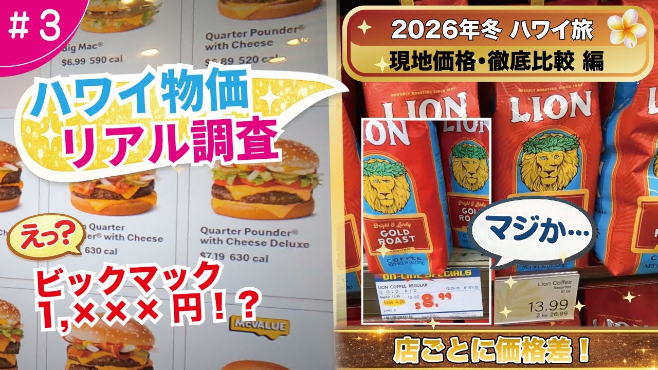 【ハワイ物価・現地リアル調査💰】同じ商品なのに価格差が別世界...ハワイの物価が想像以上にヤバい！ビッグマックも驚きの価格｜2026年冬ハワイ旅 #3 | Hawaii Price Reality