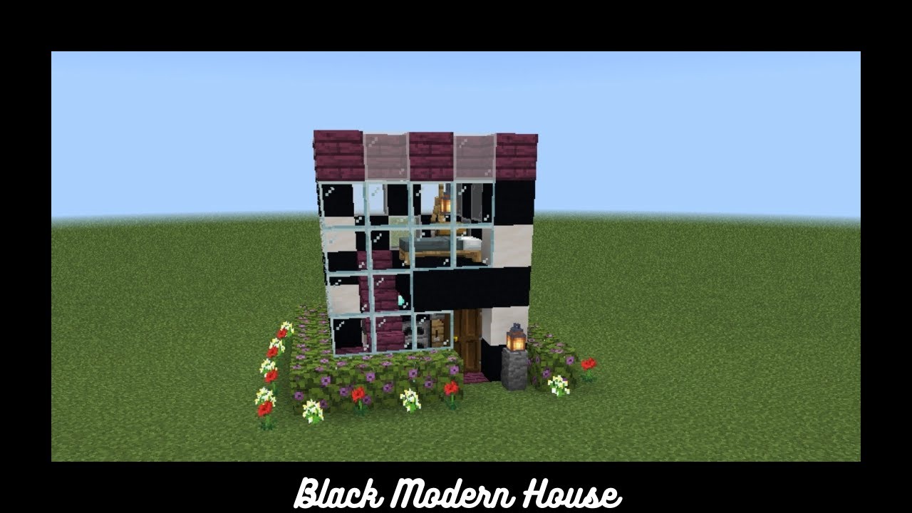 Minecraft 🖤 How to build a small modern black house (tutorial) 13