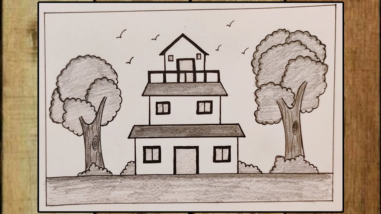 How to Draw a 3 Level House | Very Easy For Beginners | House Drawing ...