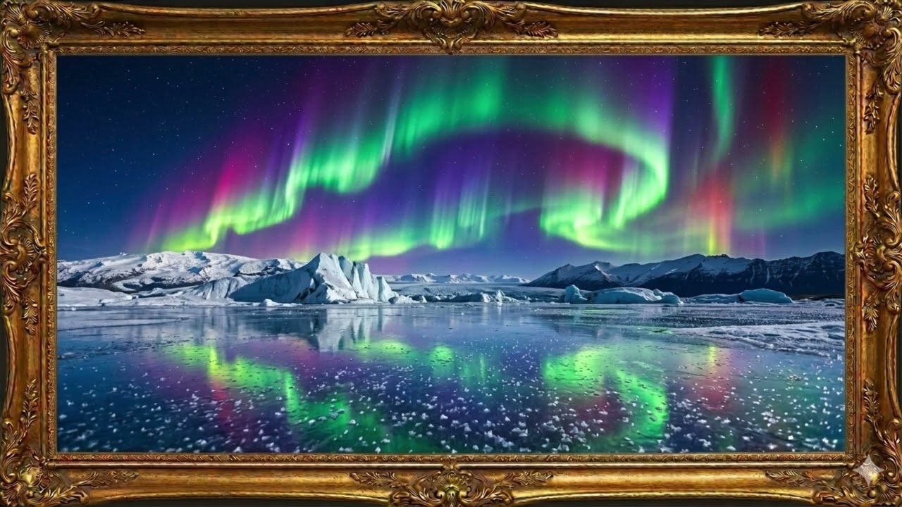 Aurora Borealis, Northern Lights, 4K Frame TV Art | Luces del Norte, Arte para TV रंगीन उत्तरी रोशनी