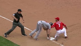 WSH@CIN: Bruce's perfect throw gets Harper at third