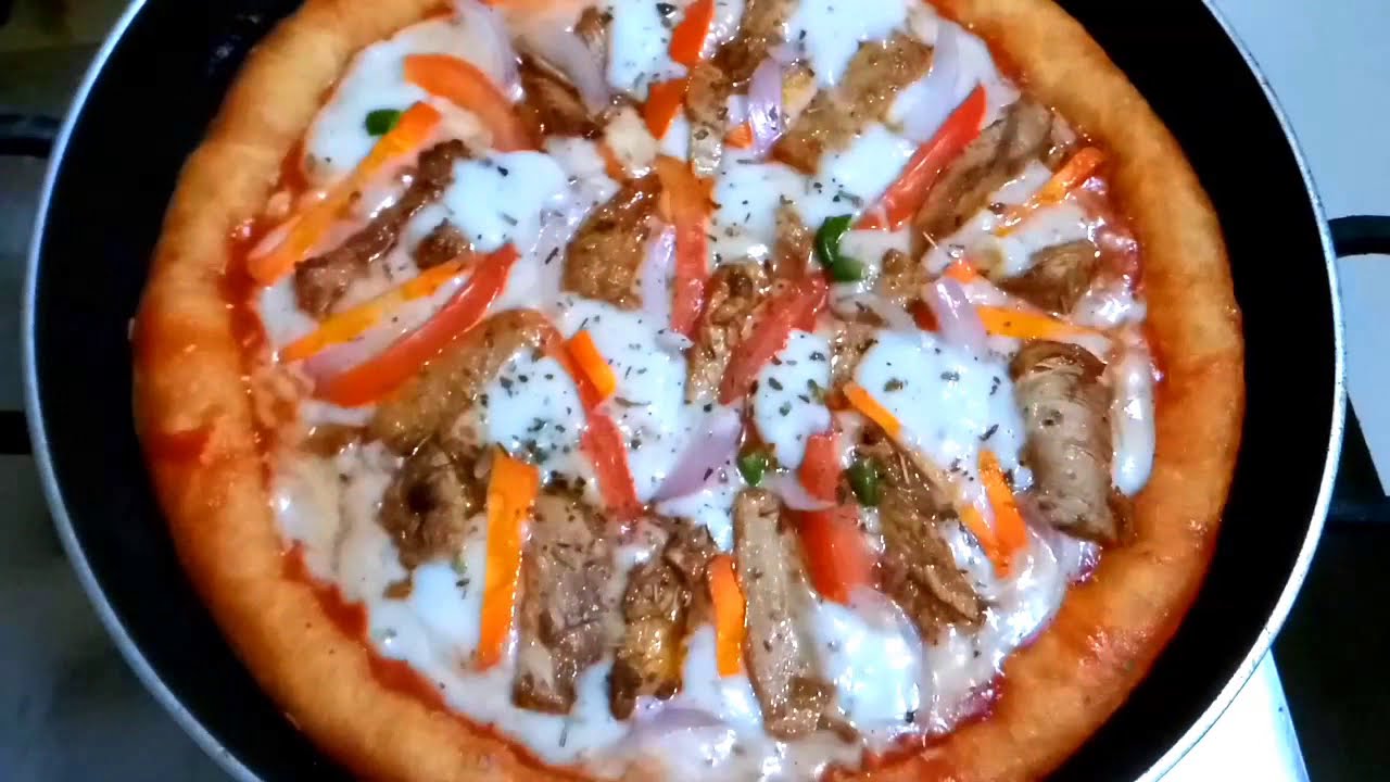 No cheese No oven No yogurt Pizza Recipe Chicken Pizza In Kadai