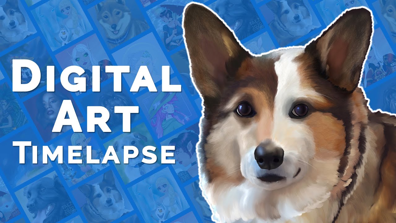 Digital Art Timelapse: Realistic Corgi Portrait