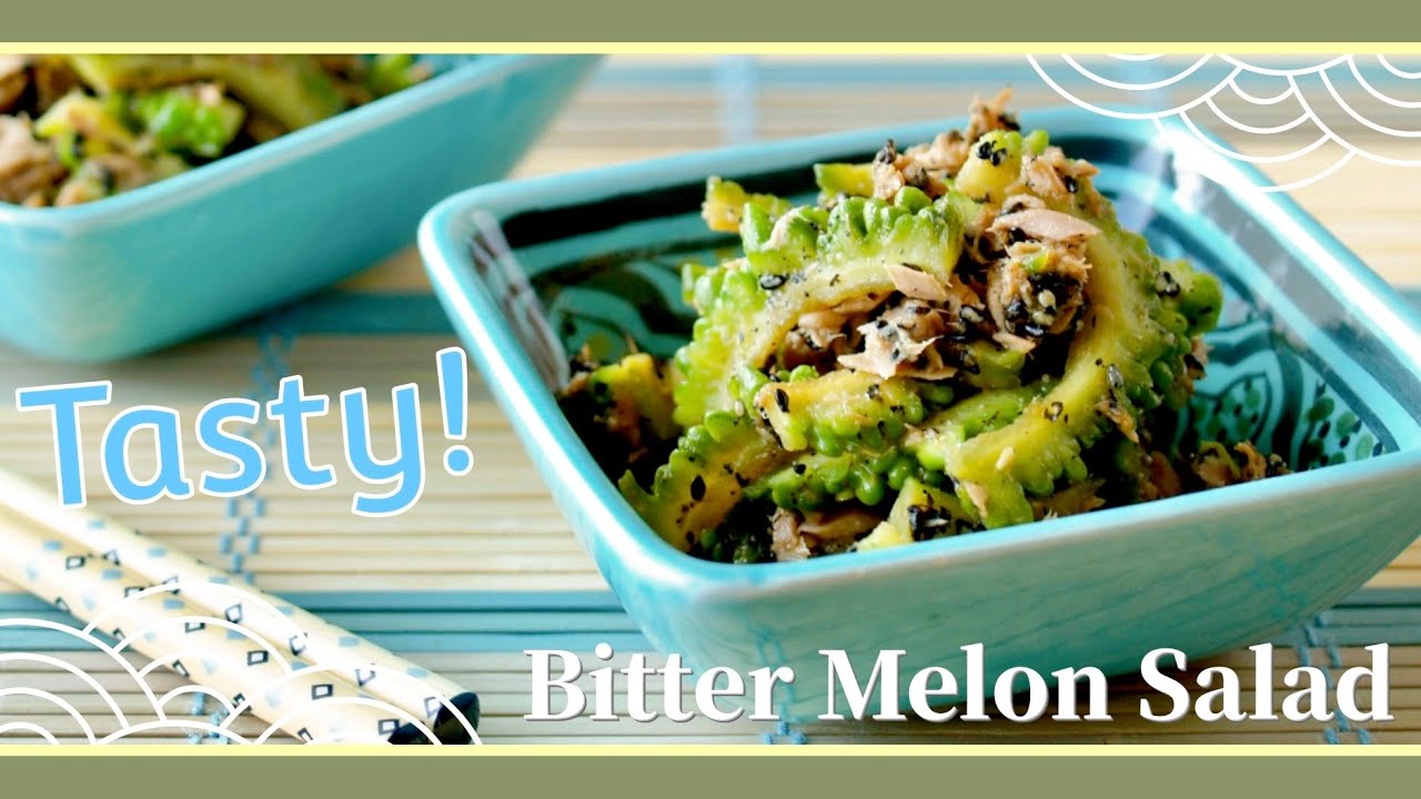 Tasty Bitter Melon Salad with Tuna and Black Sesame Seeds ゴーヤと