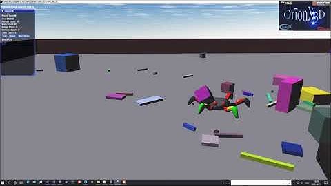 OrionX3D PhysX 4.1.1 Articulation Hexapode walking simulation first experimentation.