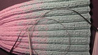 Вязание : шапка мятно-розовая (градиент)