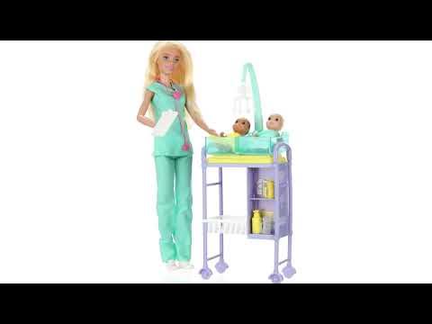 Barbie Profissoes Conjunto Pediatra com 2 Bebes - Mattel