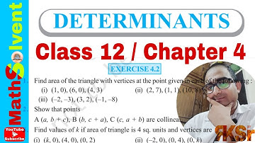 Ex 4.2 class 12 maths | Determinants class 12 Chapter 4 area of triangle by determinants | By RK Sir