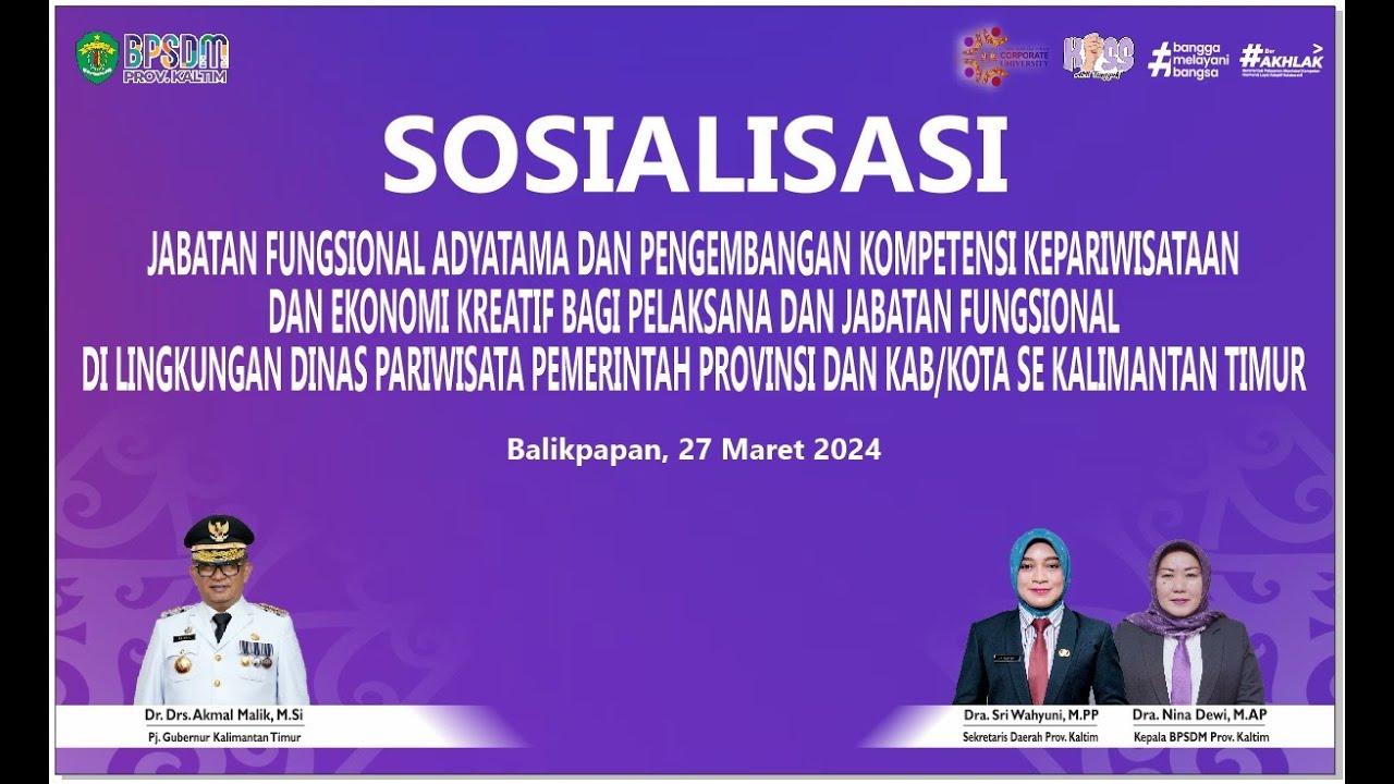 Sosialisasi Jabatan Fungsional Adyatama & Pengembangan Kompetensi Kepariwisataan & Ekonomi Kreatif