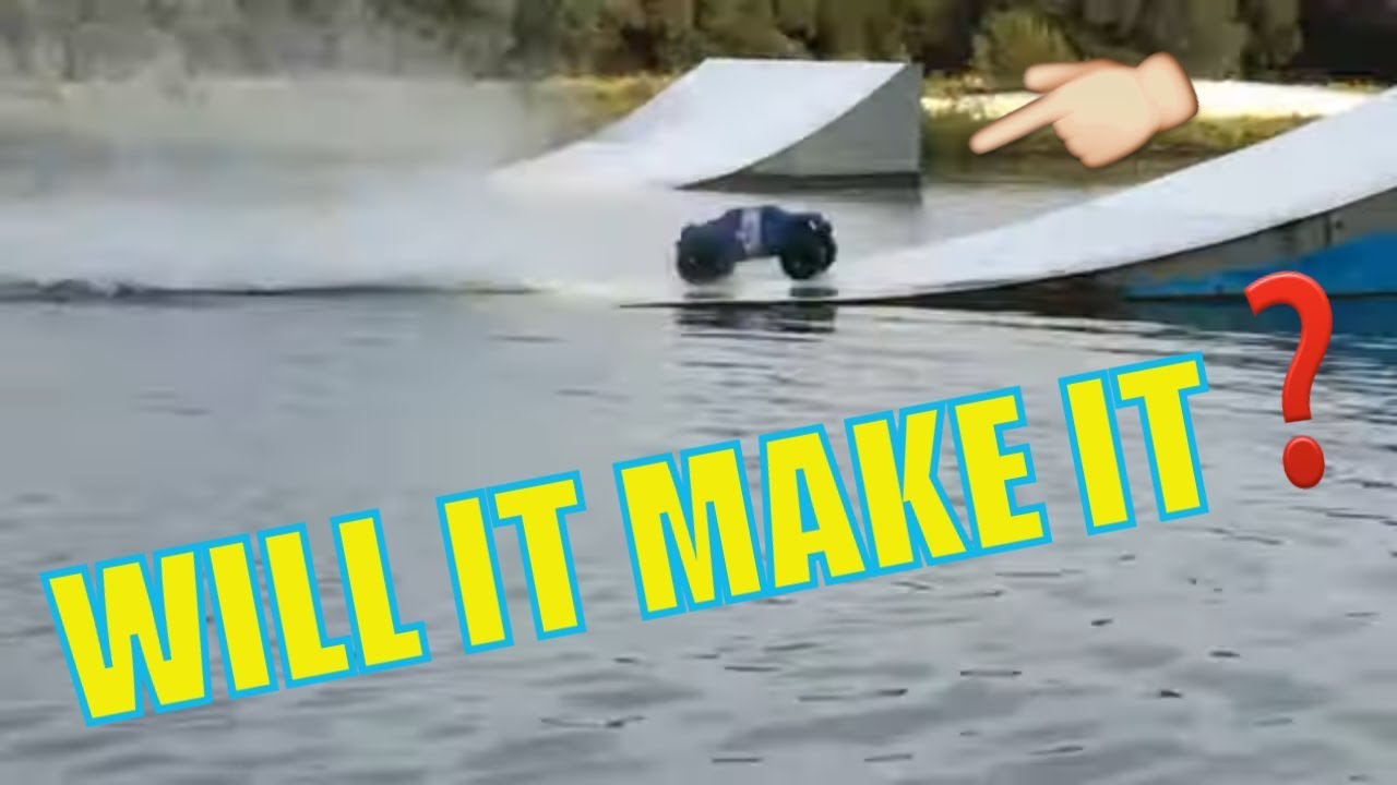 RC CAR JUMPS OFF WATER SKI RAMPS - YouTube