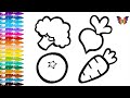 How to draw vegetables Tomato, Carrot,  for kids