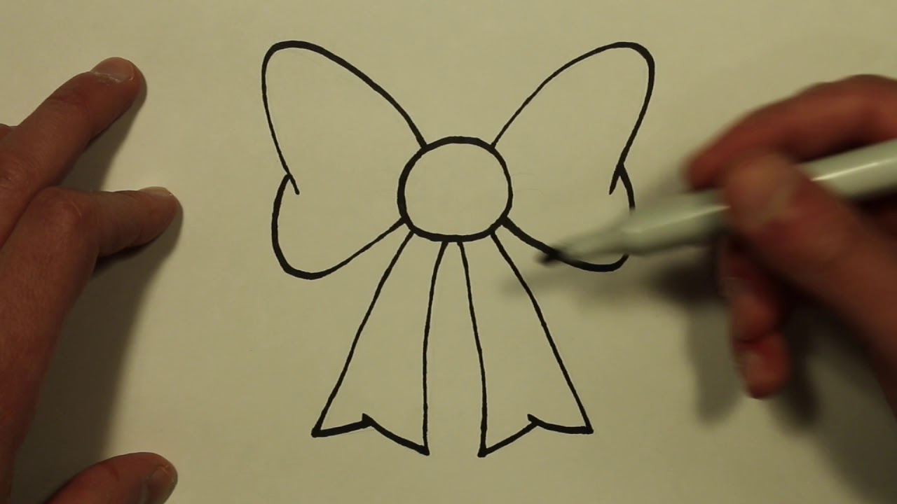 How to draw a Ribbon Bow Tie - Easy Drawings for Kids - YouTube