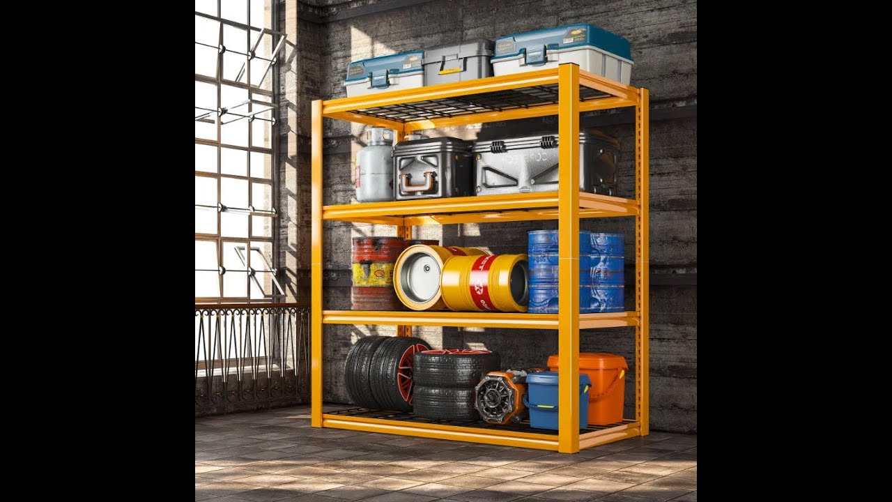 Reibii 4-Tier Shelves 60"H Garage Shelving Units 2200 LBS Free Assembly Tools Included for Basement, Warehouse, Workshop
