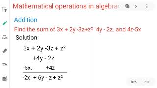 Addition subtraction multiplication and division in algebra