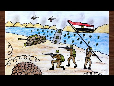 رسم سهل جدا للمبتدئين رسم عن حرب اكتوبر رسم موضوع عن حرب 6 اكتوبر  