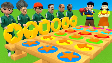 Scary Teacher 3D vs Squid Game Throwing Put in Key Lock Dalgona Candy Shapes Challenge Who