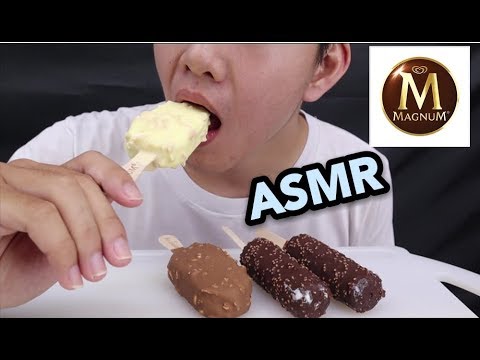 ASMR MAGNUM White Almond + Chocolate Almond Ice Cream(Crunchy Eating Sounds)(No Talking) DaMon ASMR