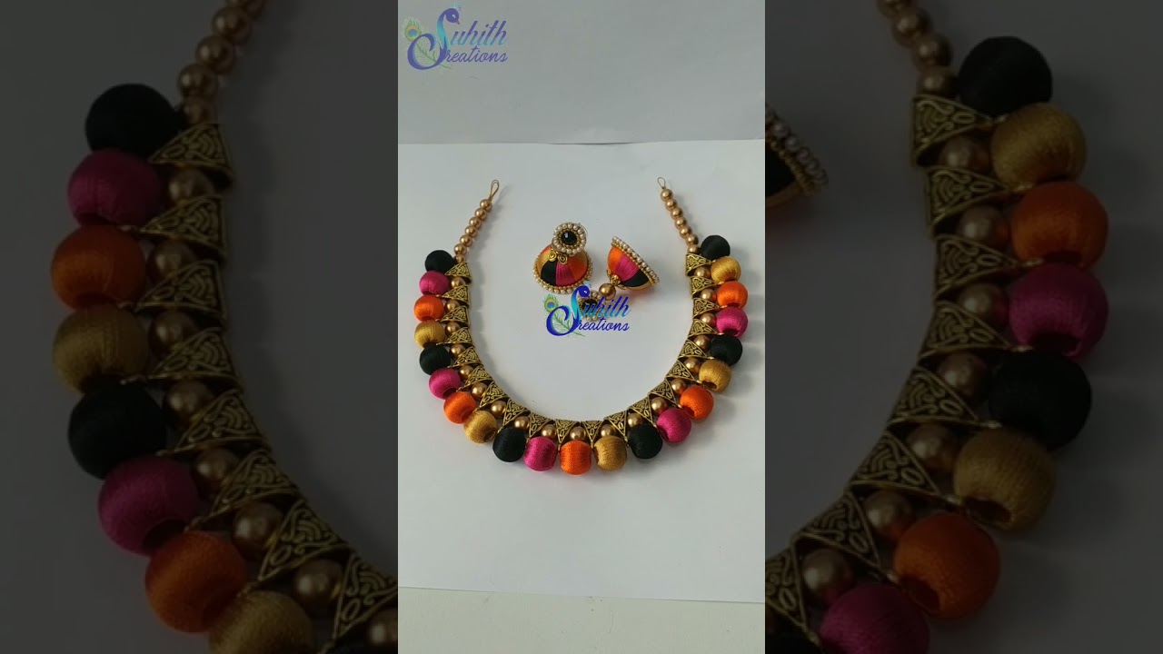 Silk thread bail necklace | silk thread jewellery making | 