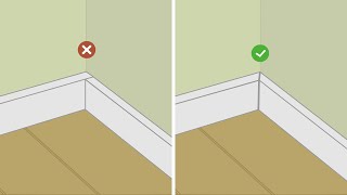 : Poser des plinthes en bois dans un angle droit entrant `a 90 degr'es sans boite `a onglets - Tuto brico