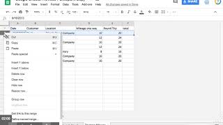 Google Sheets: Tracking Mileage