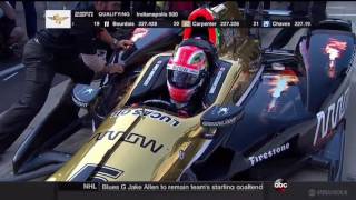 2016 Indy 500 Qualifying James Hinchcliffe Pole Run