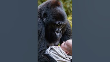 Gorilla holding a human baby with care #AI #Sora #OpenAI