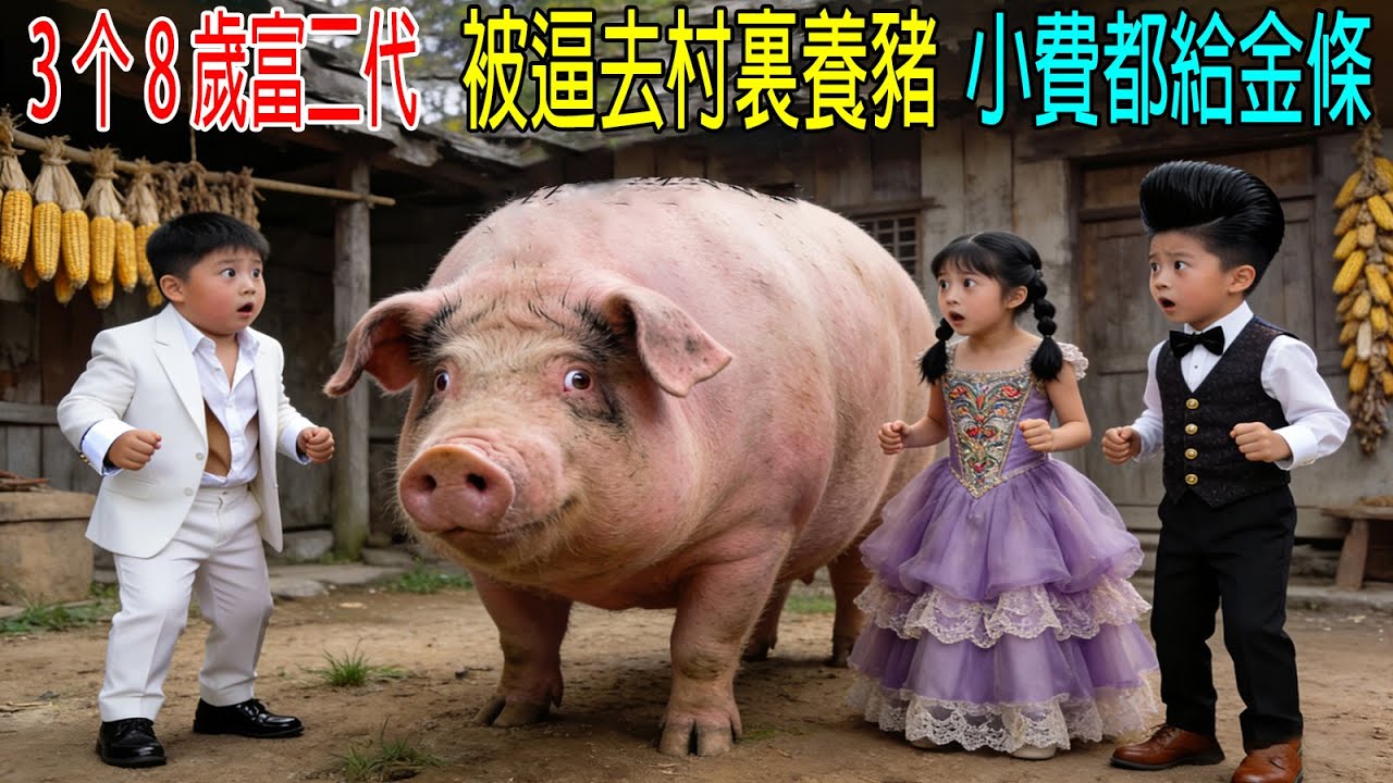 3個8歲頂級富二代，被逼去村裏養豬，小費都是給金條！太有錢了