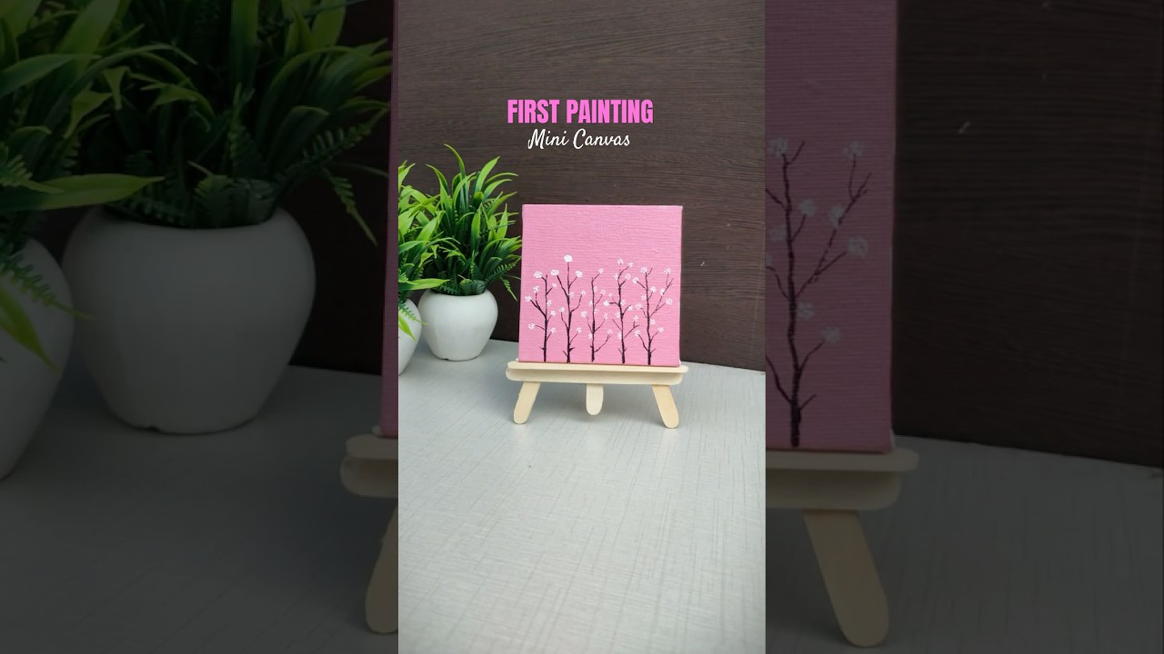 My First Canvas Painting | Easy 5-Minute Pink Canvas Art for Beginners