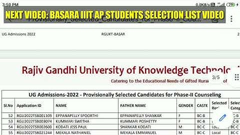 Basara iiit Phase-2 Full List Released 2022|| Phase2 Councelling Full details