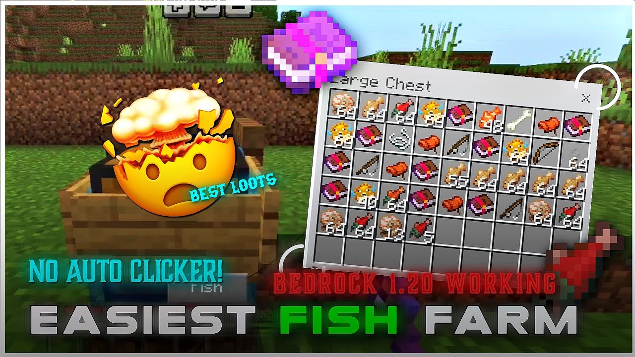 AFK FISH FARM 1.20 BEDROCK WORKING 😱🔥 Minecraft Bedrock Best Fish Farm YouTube