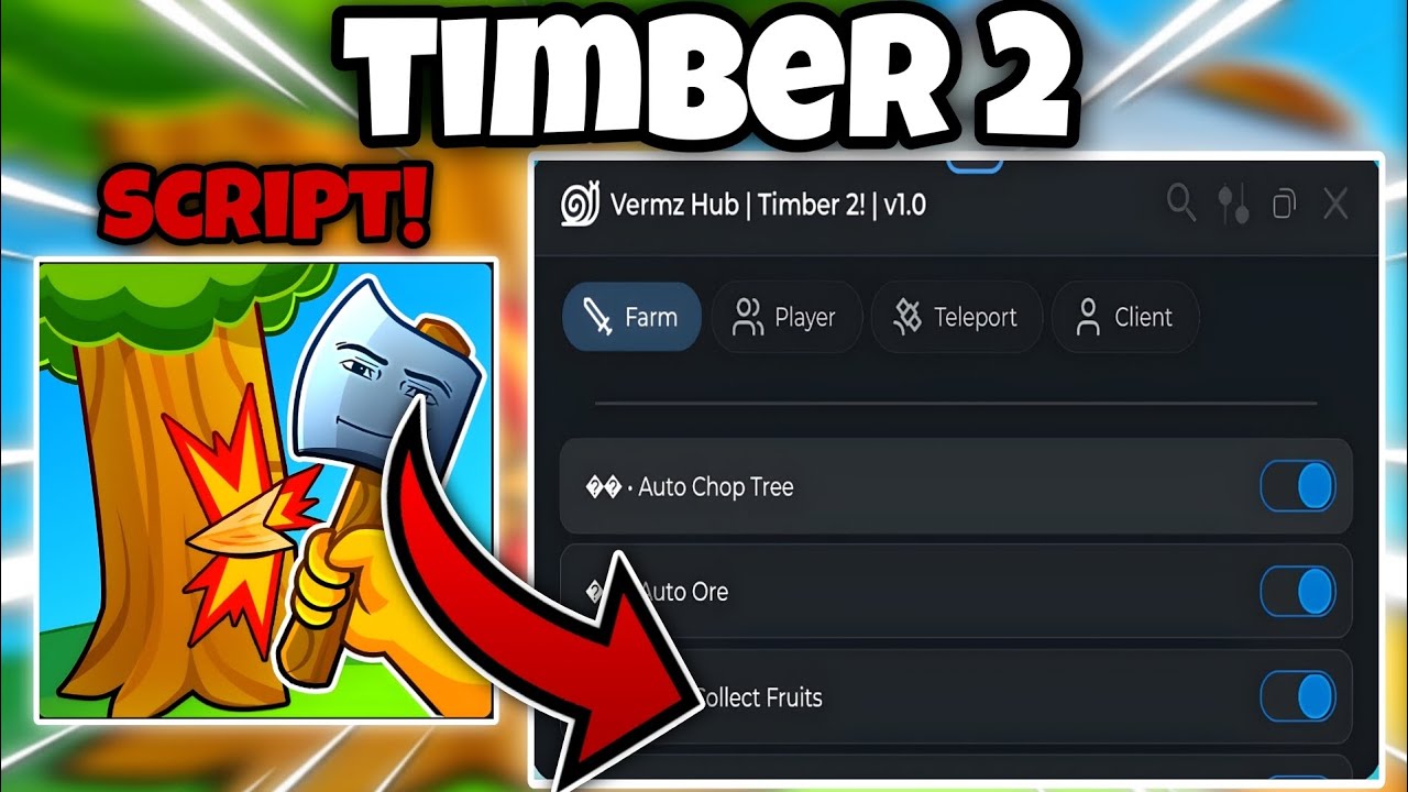 🔥Roblox Timber 2🔥| Op Script - Auto Tree, Auto Ore, Auto Collect Fruits, Berries, Logs & More