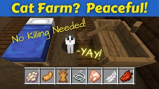 Easy Minecraft Farm: Cat Farm?? Peaceful! (Phantom Membrane, String, Rabbit Hide/Feet, Chicken)