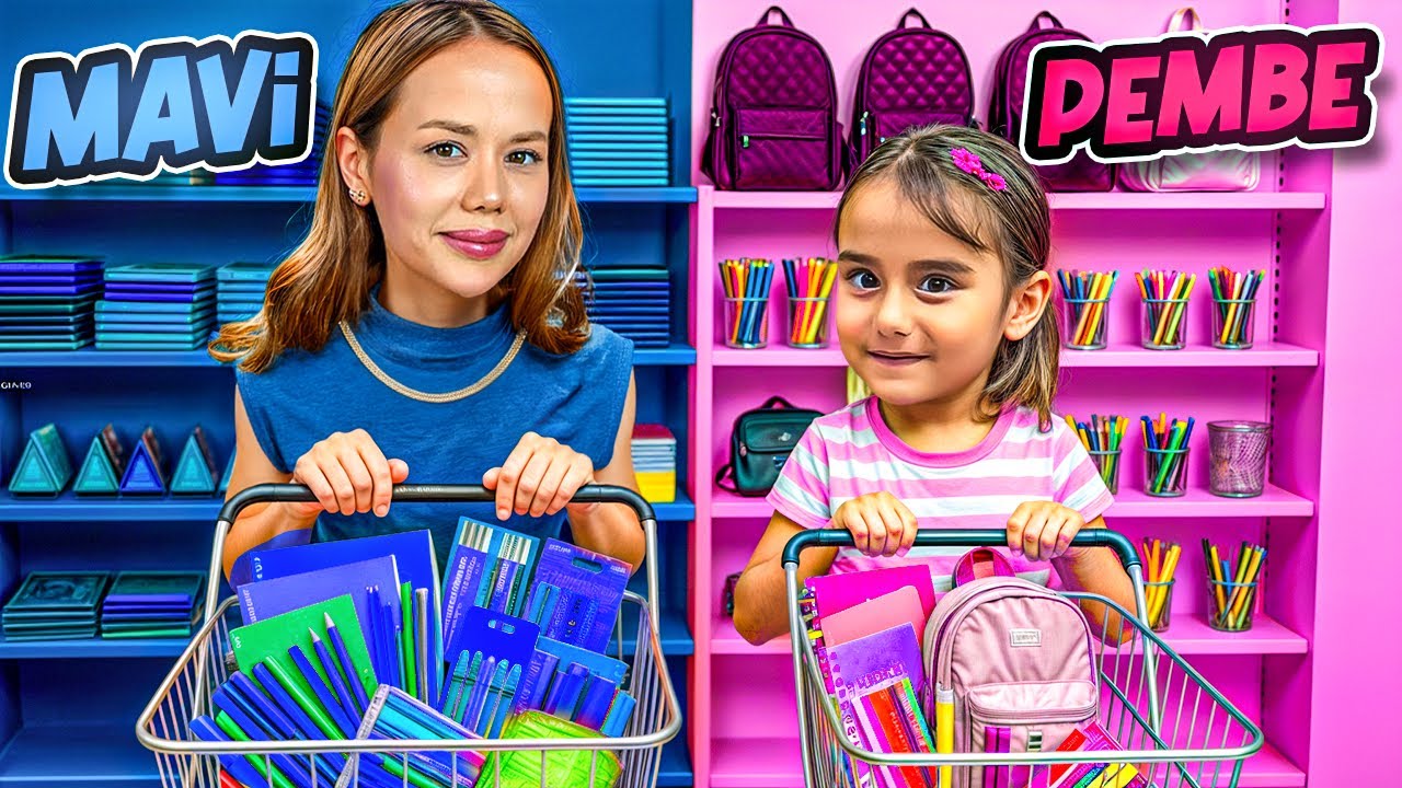 24 SAAT TEK RENK KIRTASİYE ALIŞVERİŞİ CHALLENGE !? | Gamze Karta Öykü Karta