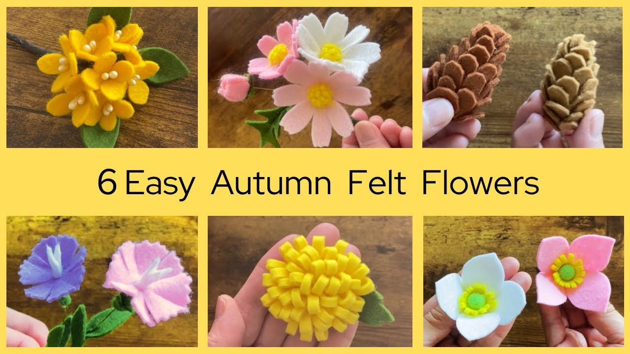 縫わない】簡単！フェルトで作る秋の花6選/ナデシコ/松ぼっくり/金木犀