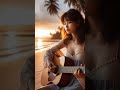 Serene Melodies: Calming Acoustic Guitar Journeys with Clarissa in a Tranquil Sunset Beach Setting