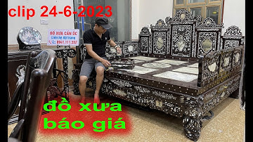 giường ngũ sơn cẩn ốc, bàn ghế ăn rẻ quạt, khay trà, tranh mẹ phật quan âm
