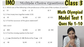 Class 3 Math Olympiad Model Test -1 Ques no 1-10 | Math Olympiad Mock Test for Class 3 | IMO Class 3