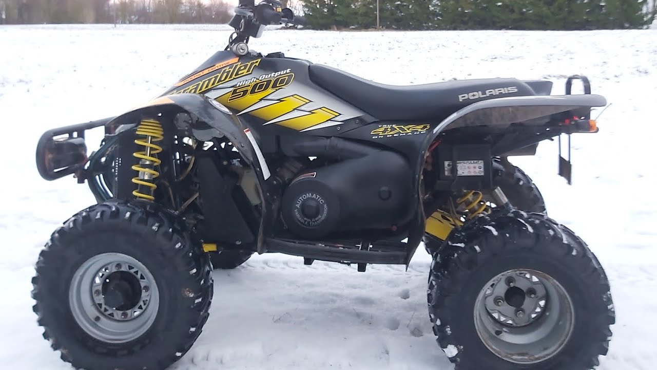 Polaris Scrambler 500cc Winter test drive - Too much Donuts.. 🍩 🍩