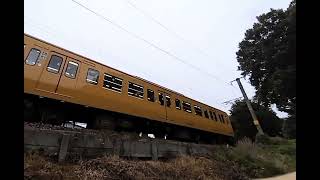 鉄道　列車　福塩線　115系３両編成の末期色列車