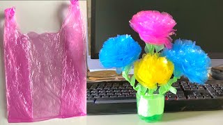 Plastik poşetleri sevimli vazo olarak yeniden kullanın | Plastik bir torbadan vazo yapın