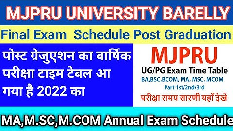 MJPRU Post Graduation Annual Exam Schedule Time Table 2022|M.A,M.SC,M.COM, Final Exam PG Scheme 2022