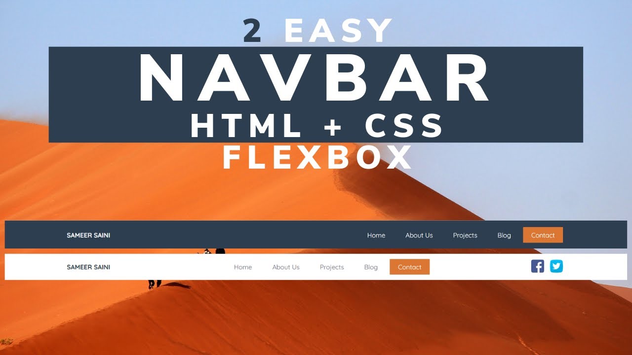 Create CSS Navbar for your website - 2 Website Navigation Bar using HTML and CSS Flexbox