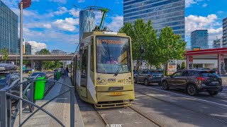 Tramvaiele Bucur LF-CA 407 și V3A-2010-CA 056 tranzitează Șoseaua Pantelimon, pe linia 5.