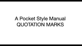 A Pocket Style Manual - Quotation Marks