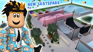 building a BLOXBURG SKATEPARK with NEW UPDATE ITEMS... totally safe