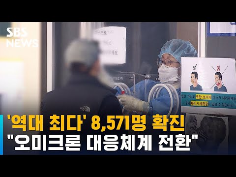 &amp;#39;<strong>역대</strong> 최다&amp;#39; 8,571명 확진…&amp;quot;오미크론 대응체계 전환&amp;quot; / <strong>SBS</strong>