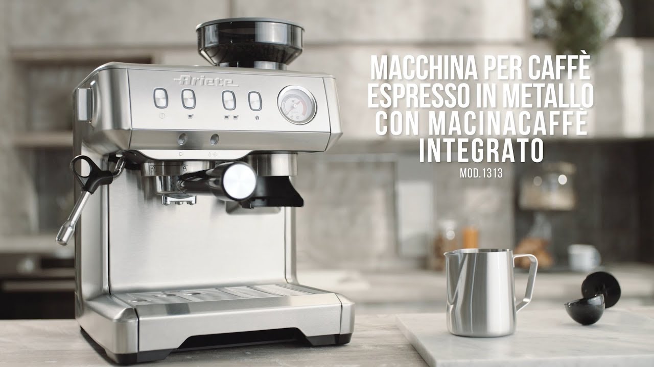 Macchina da Caffè Espresso in Acciaio Inox con Macinacaffè - Ariete 1313 