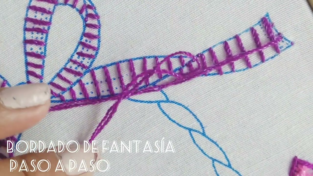 #2- BORDADO DE FANTASÍA PARA MOÑOS/ PUNTADA FACIL DE MOÑOS DELGADOS/ PASO A PASO DE BORDADO FÁCIL